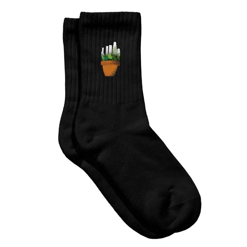 Black Socks with Hood Herbalism logo