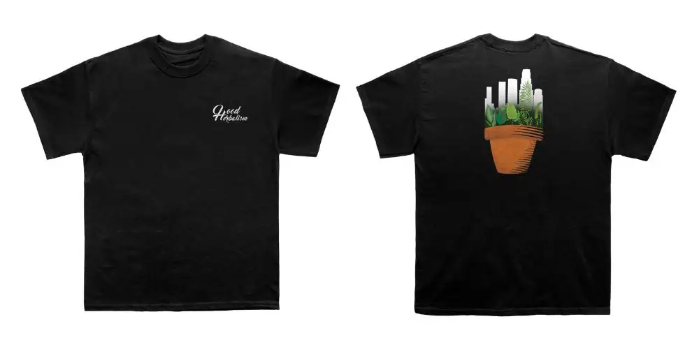 Hood herbalisml ogo on black tshirt